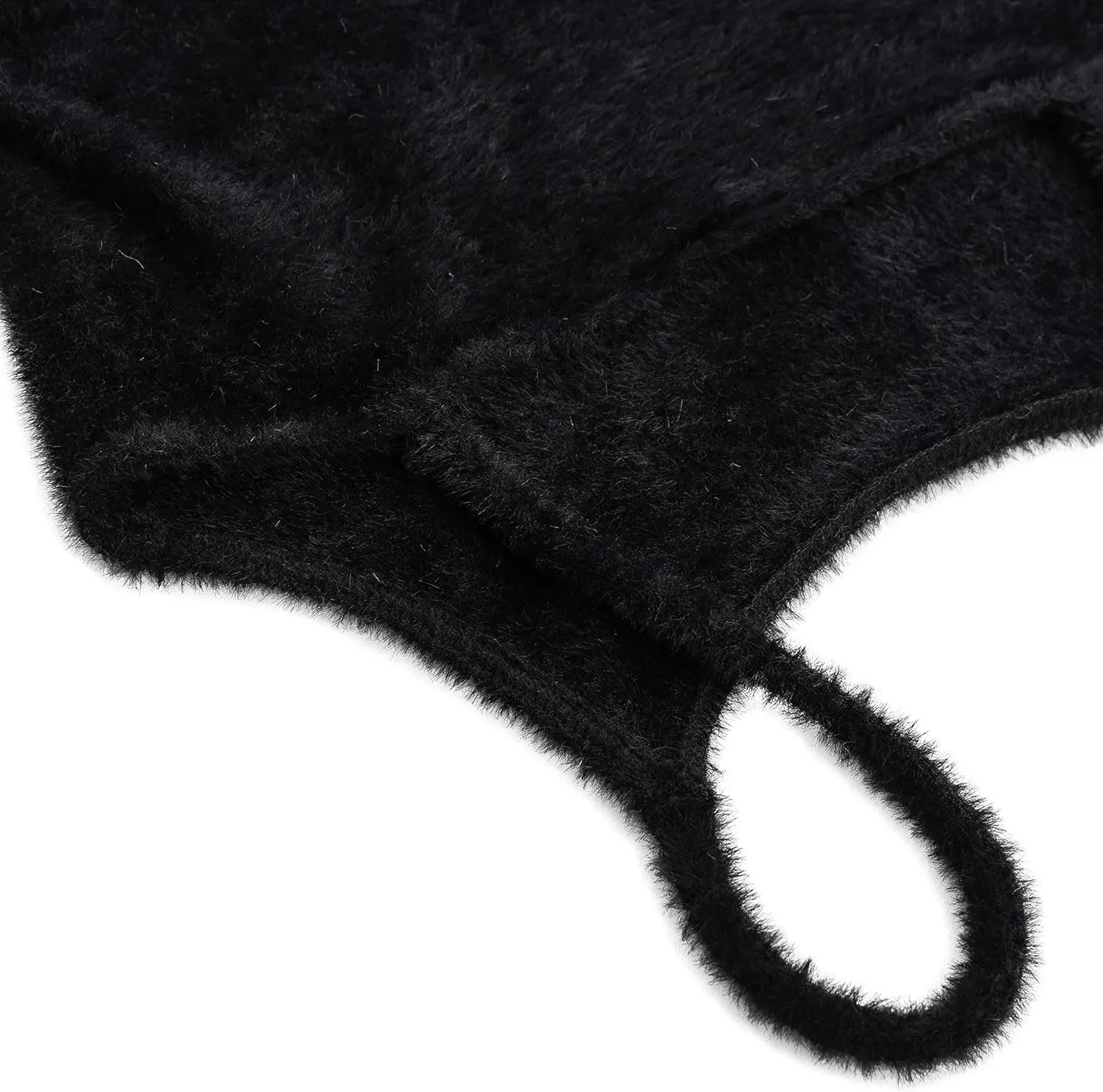 Amazhiyu Women's Fuzzy Cropped Tank Top Sweater-Knit Scoop Neck Crop Cami