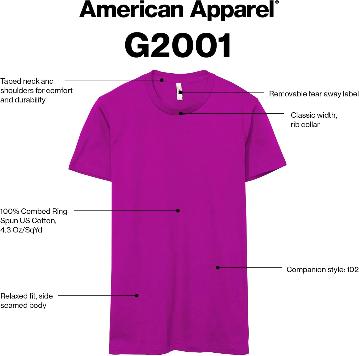 American Apparel Fine Jersey T-Shirt, Style G2001, Multipack