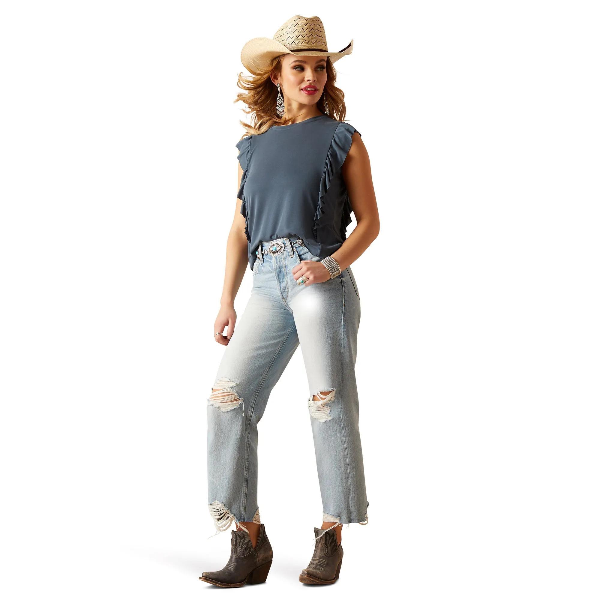 Ariat Ladies Ultra High Rise Tomboy Straight Mykonos Jeans 10045187