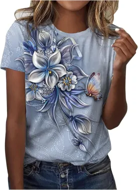 ChicCrate Womens 2025 Summer Floral Print Short Sleeve Button Up Dressy Casual Loose Blouse Shirt Tunic Tops and Blouses