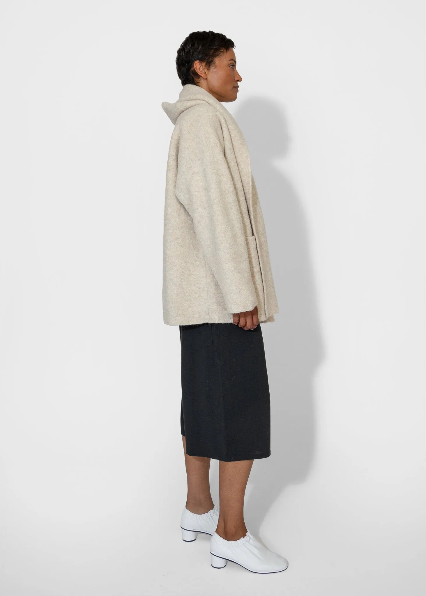 Double Face Coat in Ecru