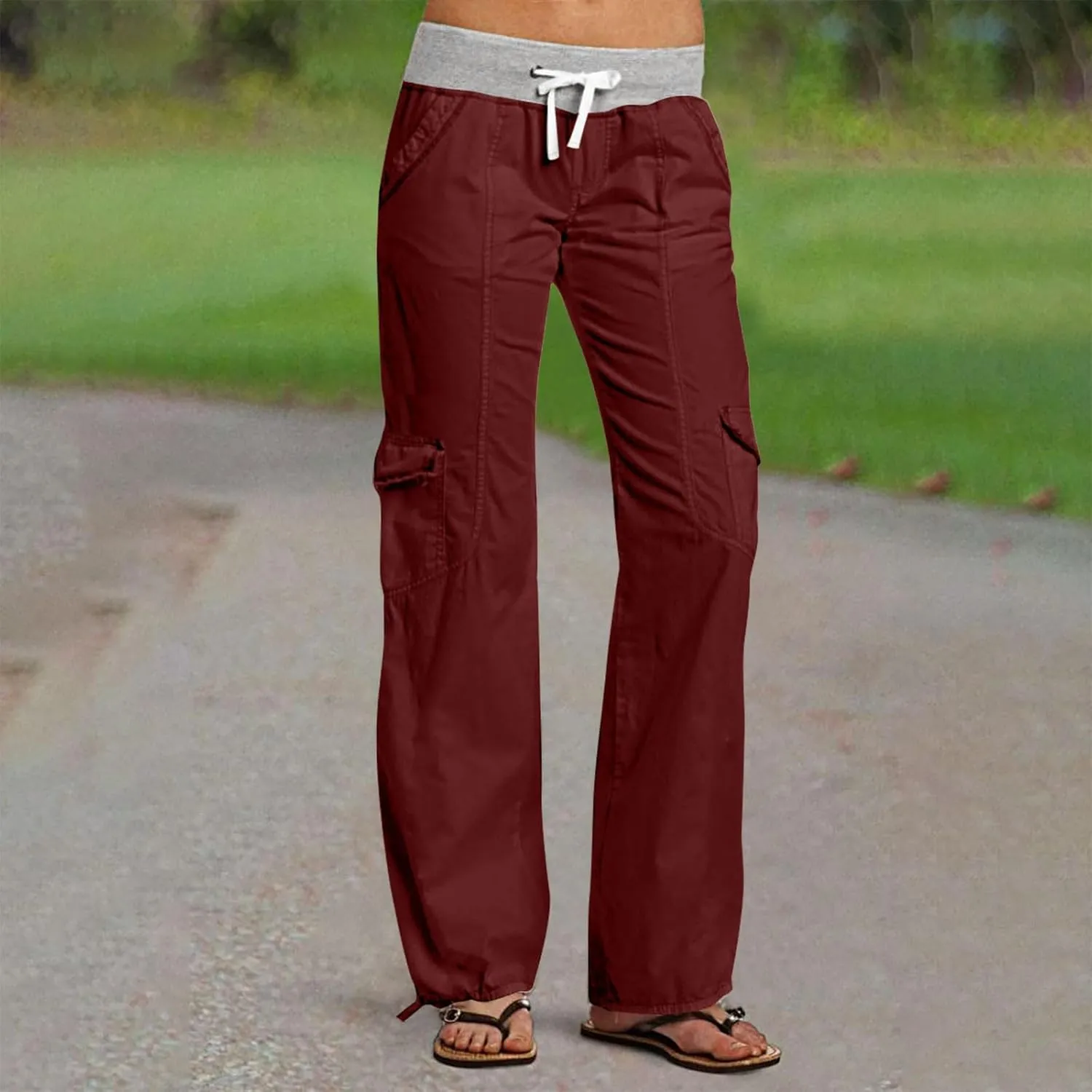 Low Rise Pants for Women, Cargo Pants Women, Casual, Drawstring, Straight Leg, Hiking Pants, Y2k, Trendy Trousers