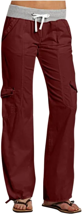 Low Rise Pants for Women, Cargo Pants Women, Casual, Drawstring, Straight Leg, Hiking Pants, Y2k, Trendy Trousers