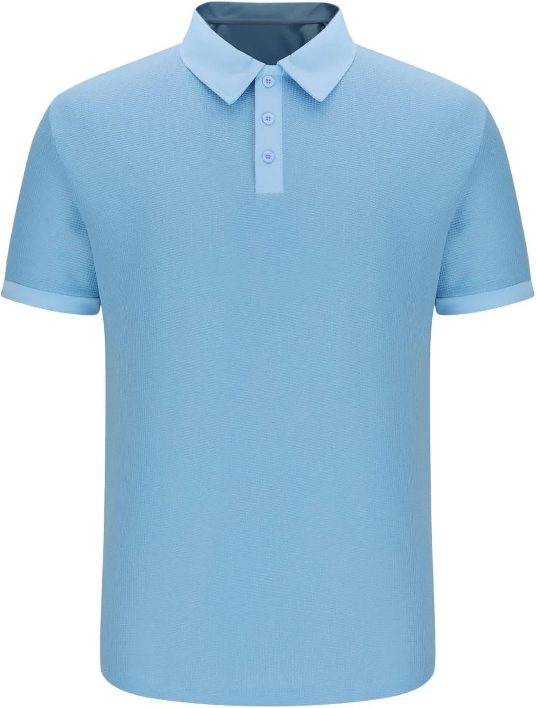 Men's Waffle Knit Polo Shirts Summer Short Sleeve Texture Lightweight Golf Shirts Sweater Muscle T-Shirt Tops