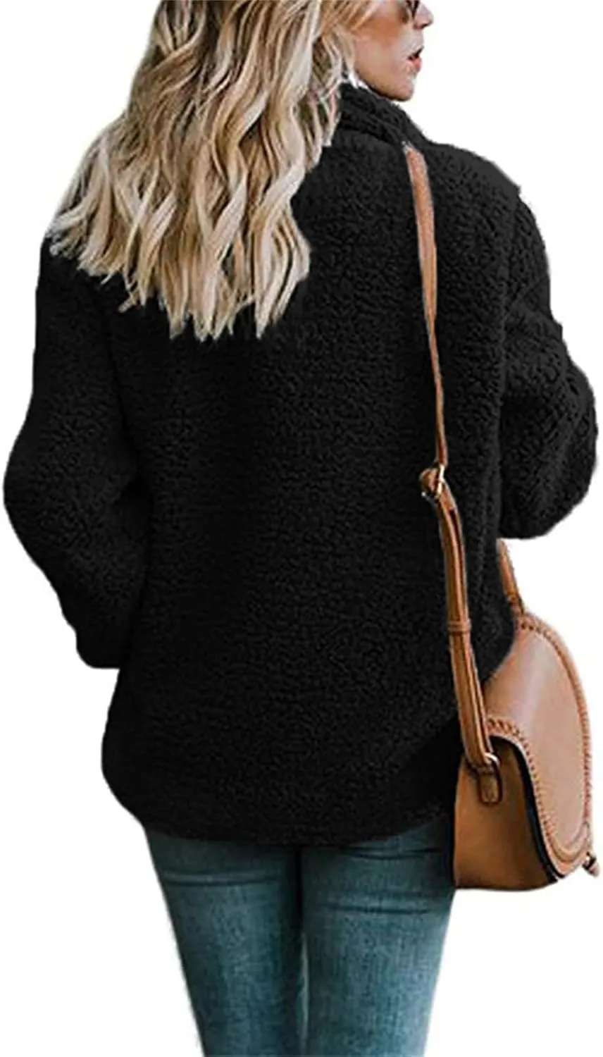 Mmoneyake Womens Fleece Jacket 2024 Fashion Winter Coat Lapel Button Faux Shearling Jackets Oversized Soft Shacket Outerwear