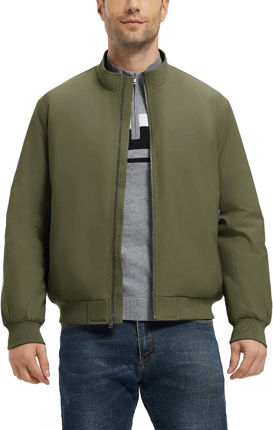 Rdruko Men's Winter Lightweight Bomber Jackets Windbreaker Golf Casual Fall Water Resistant Stylish Quilted Coat