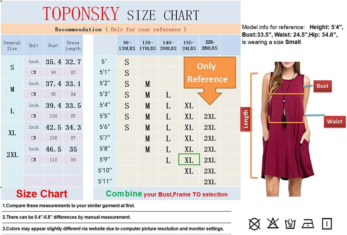 TOPONSKY Women's Casual T-Shirt Long Sleeve Swing Dress