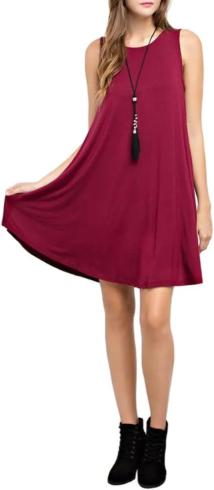 TOPONSKY Women's Casual T-Shirt Long Sleeve Swing Dress
