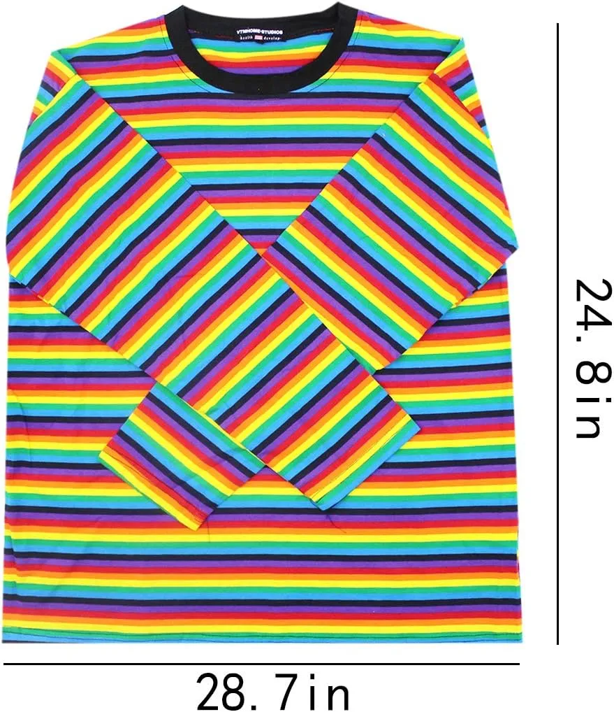 Women Girls Casual Oversized Striped T Shirt Long Sleeves Pullover Sweatshirt Tops