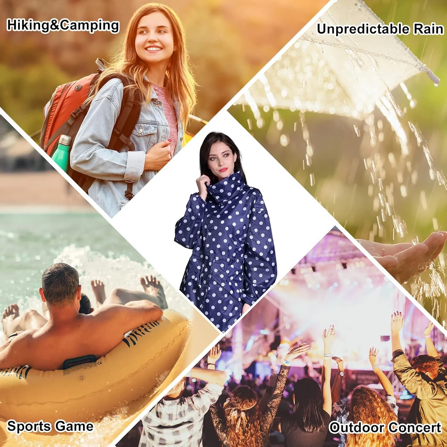 Womens Long Raincoats Waterproof Rain Jacket Lightweight Breathable Hooded Windbreaker
