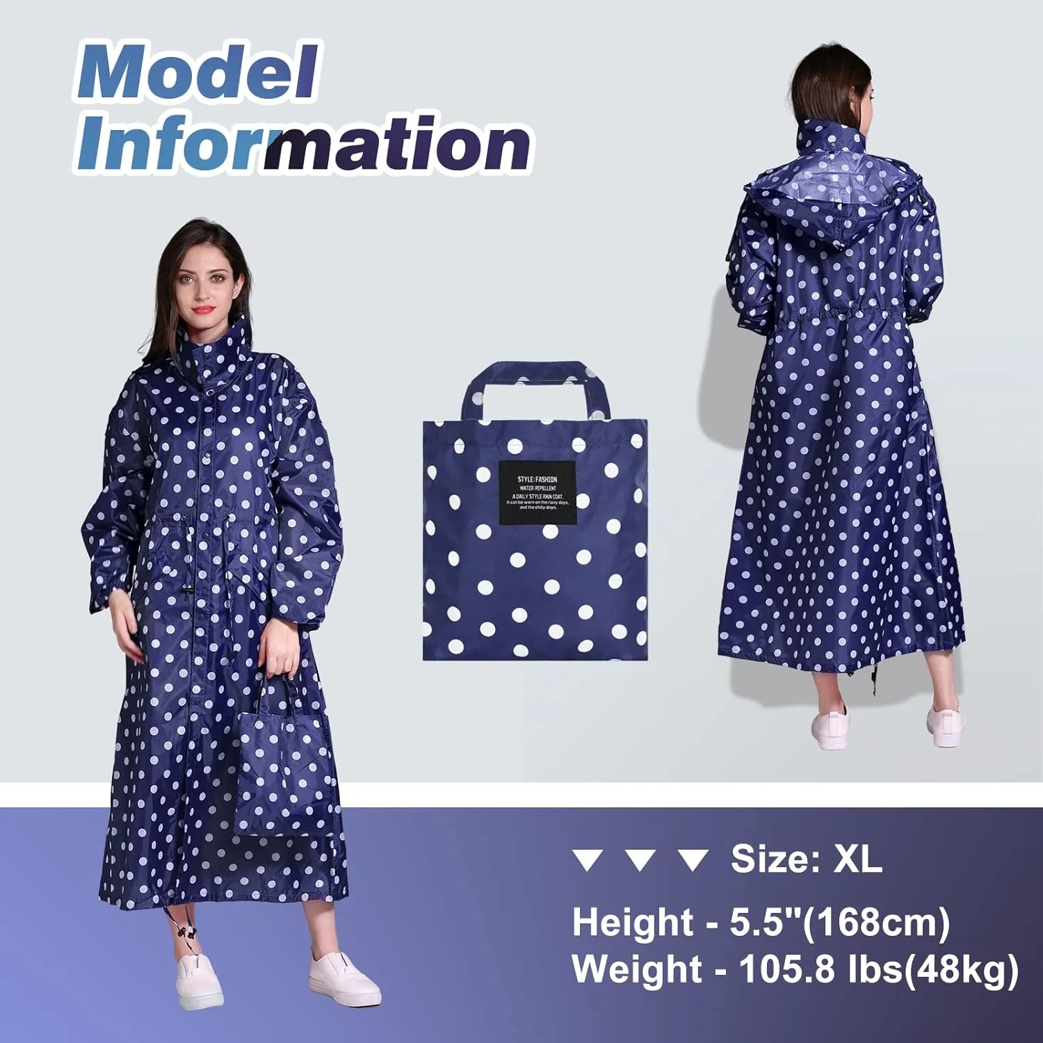 Womens Long Raincoats Waterproof Rain Jacket Lightweight Breathable Hooded Windbreaker
