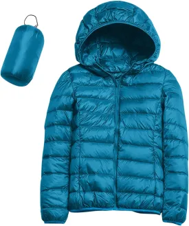 Womens Puffer Jacket 2024 Winter Warm Packable Down Jacket Lightweight Slim Fit Hooded Jacket Short Duck Down Coat