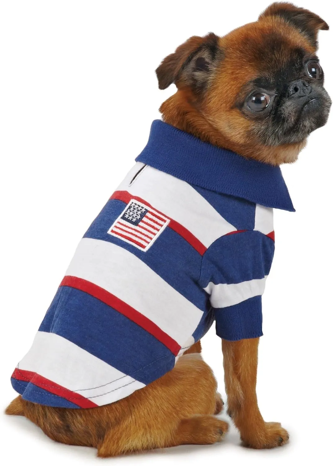 Zack & Zoey Patriotic Pooch SPF40 Polo Shirt for Dogs, 12" Small