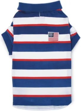 Zack & Zoey Patriotic Pooch SPF40 Polo Shirt for Dogs, 12" Small
