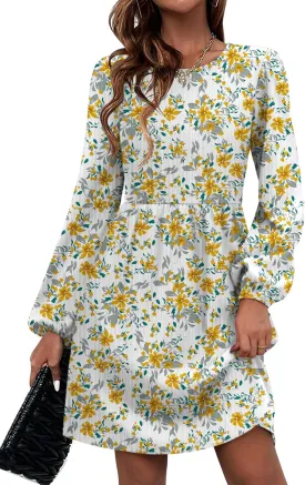 Zeagoo Women's Casual Knit Sweater Dress with Pockets Crew Neck Long Sleeve A-Line Dresses for Women 2024 Fall Dresses