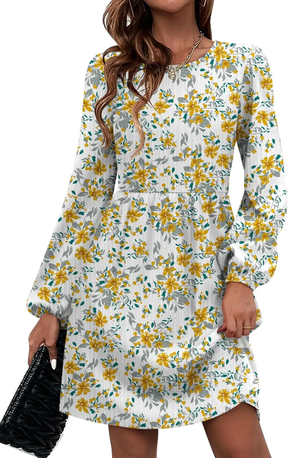 Zeagoo Women's Casual Knit Sweater Dress with Pockets Crew Neck Long Sleeve A-Line Dresses for Women 2024 Fall Dresses